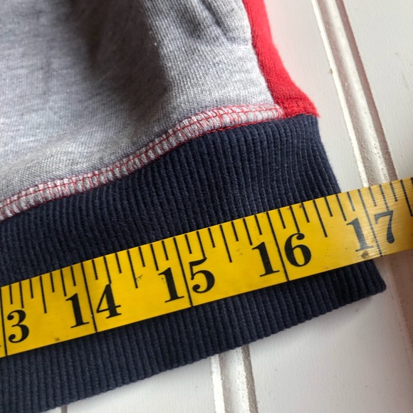 TOMMY HILFIGER BOYS LONG SLEEVES ZIP UP HOODIE IN RED BLUE AND GRAY SIZE M 12/14 - Picture 11 of 11